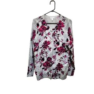 WOMANS SZ XL ROSE CARDIGAN